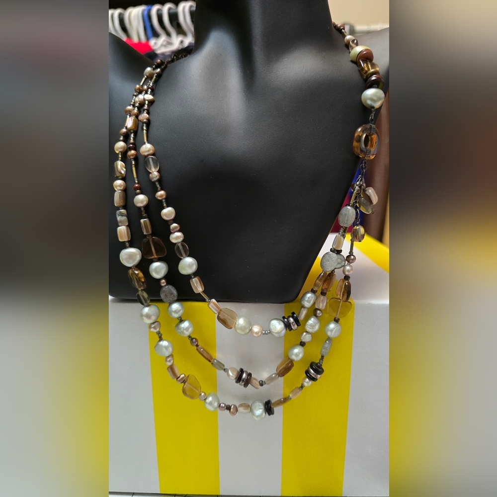 Silpada Multi-Strand Faux Pearl and Bead Necklace